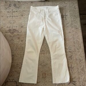 Ann Taylor Loft Raw Hem White Jeans